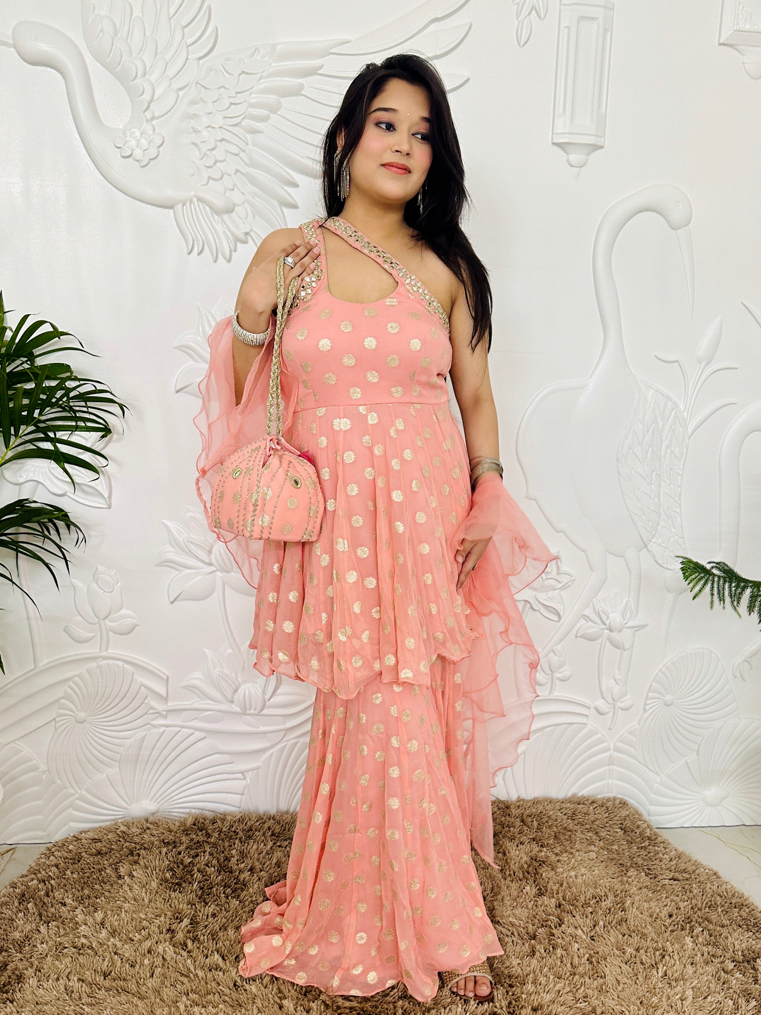 Shanaya - Peach Girlish Sharara Suit