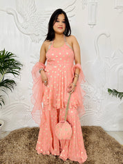 Shanaya - Peach Girlish Sharara Suit