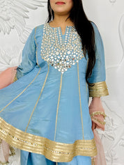 Zinnat - Powder Blue Farshi Salwar