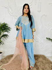 Zinnat - Powder Blue Farshi Salwar