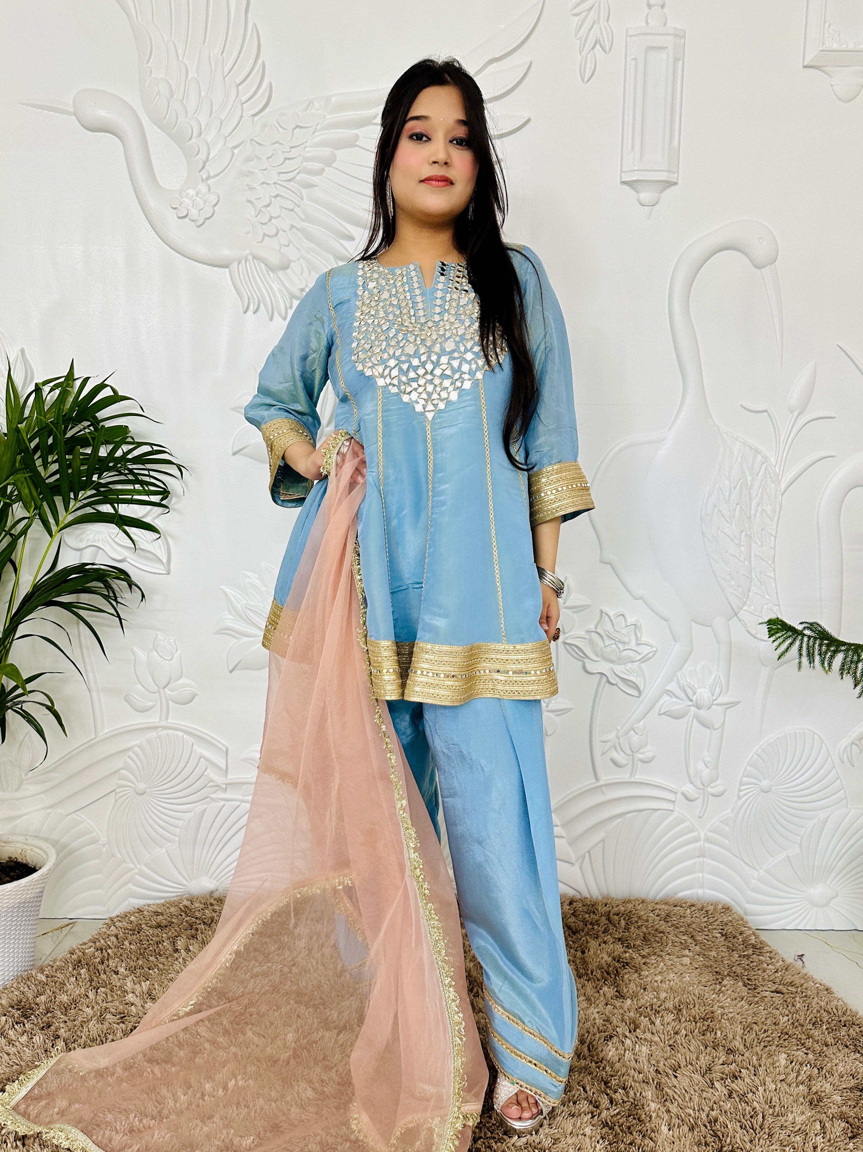 Zinnat - Powder Blue Farshi Salwar