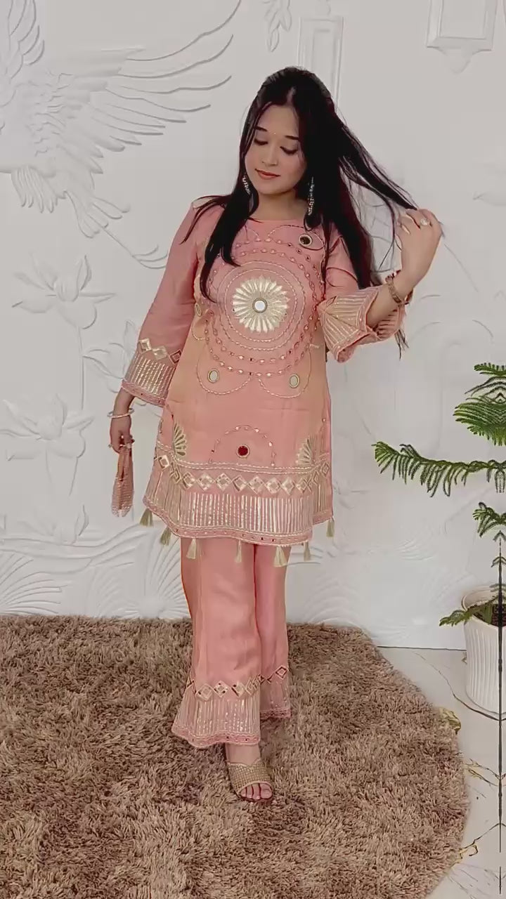 Hania - Peach Designer Co-ord Set
