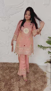 Hania - Peach Designer Co-ord Set